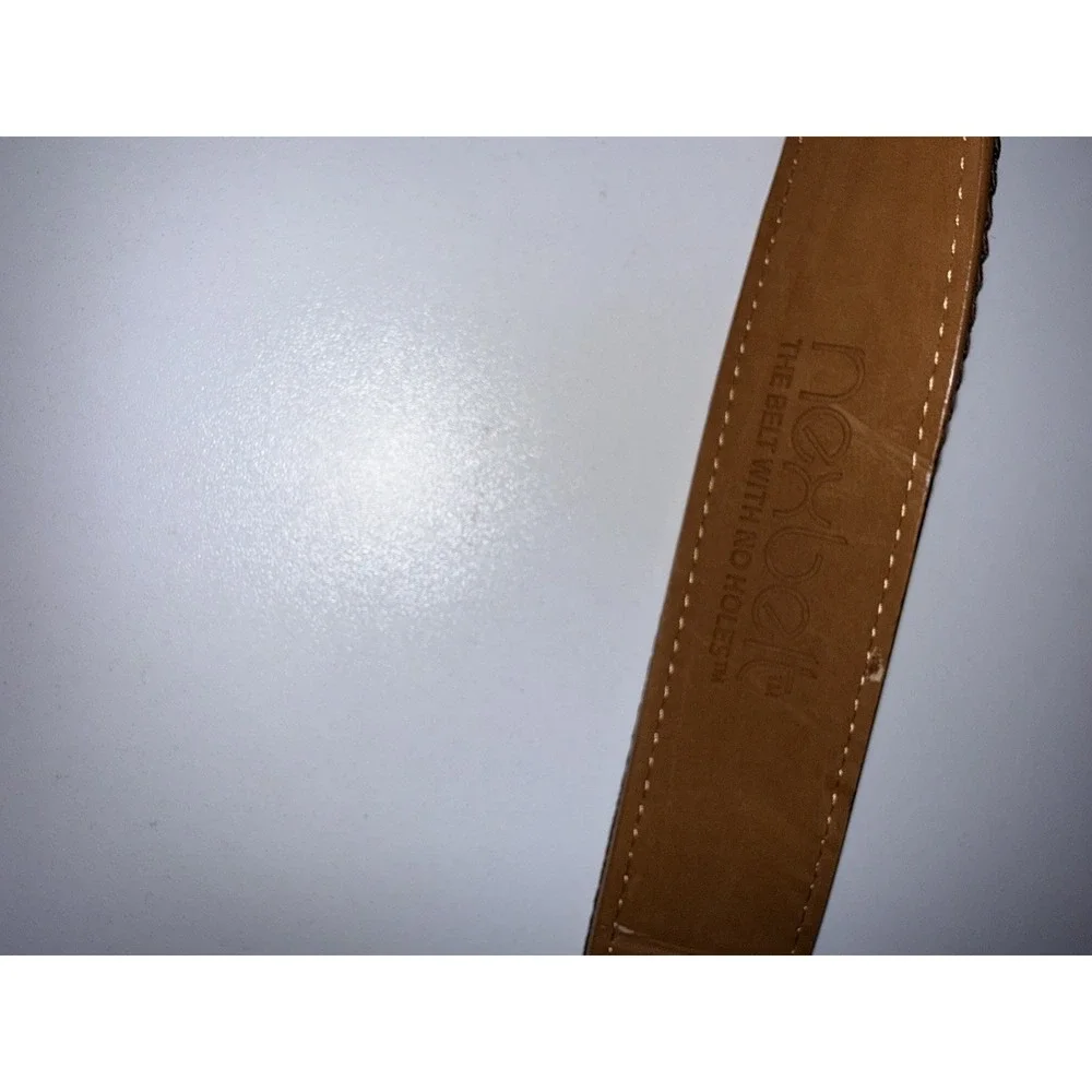Nexbelt Men's Ratchet Golf Belt Brown White‎ Adjustable Classic System 45